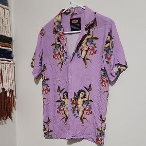 Petals And Peacocks Purple Graphic Women's Shirt